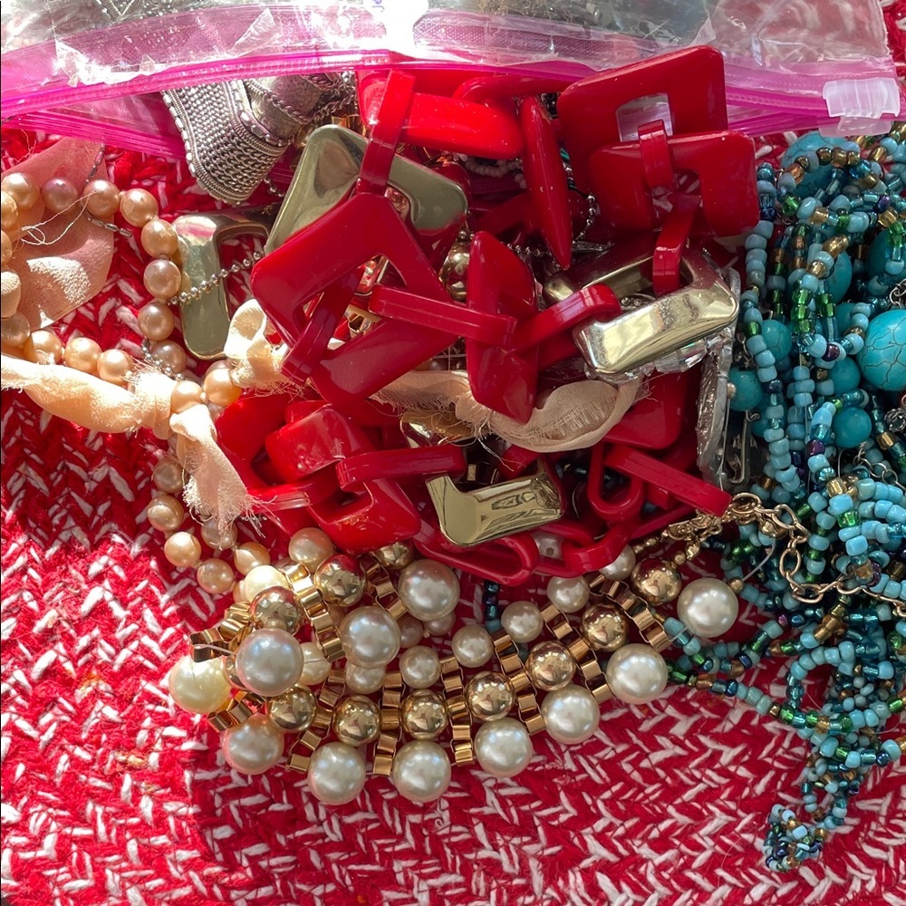 Bagful of Colorful Jewelry Pieces for re-stringing making art - Picture 2 of 9